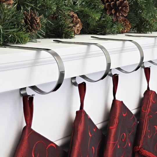 Original MantleClip® Brushed Nickel Stocking Holders
